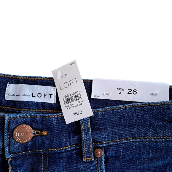 LOFT Womens Dark Wash Cuffed Denim Shorts Size 2 26 New With Tags 497001 - Picture 4 of 7